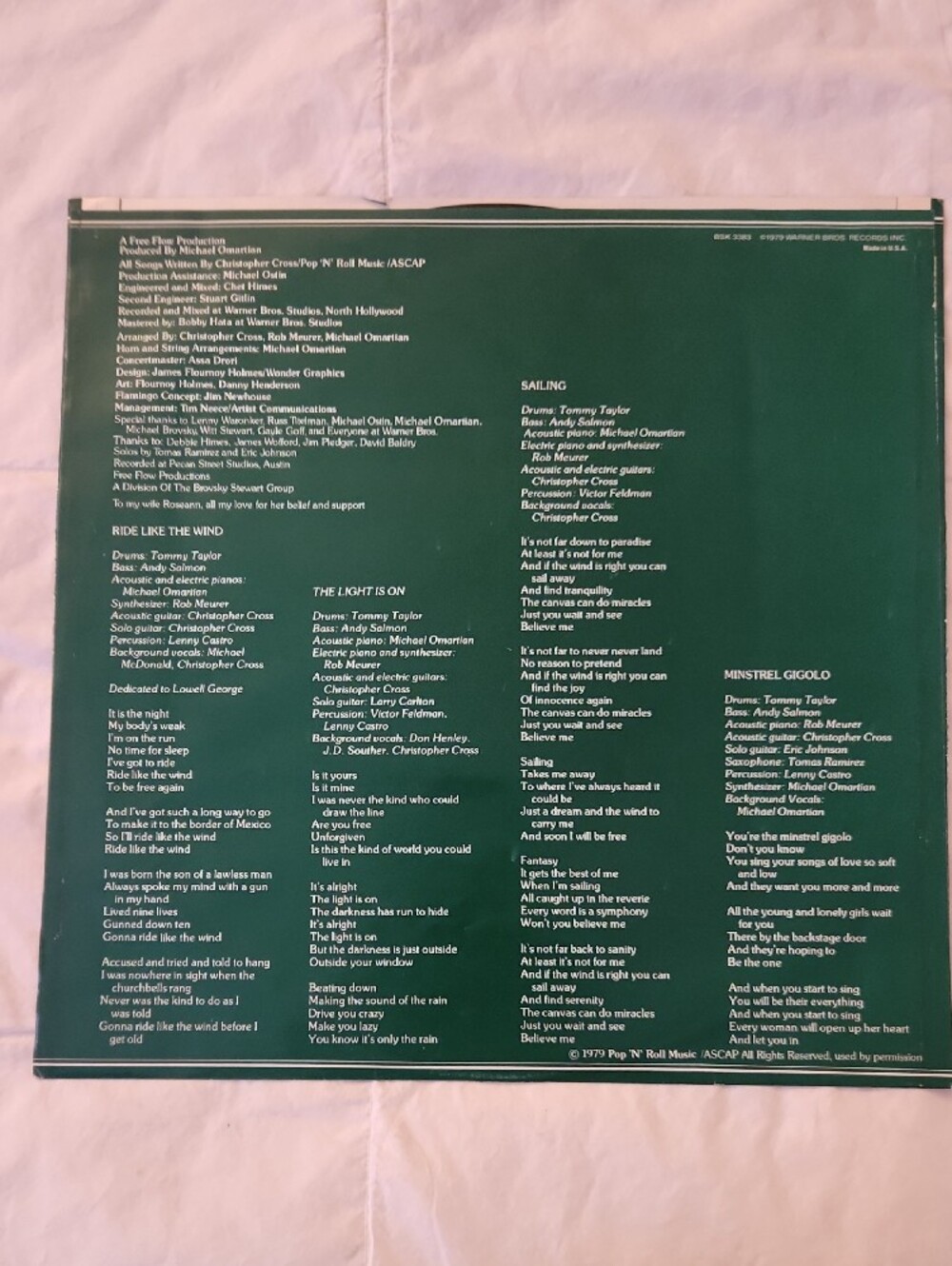 Christopher Cross Flamingo Album Cover - Green Background - Picture 3 of 4